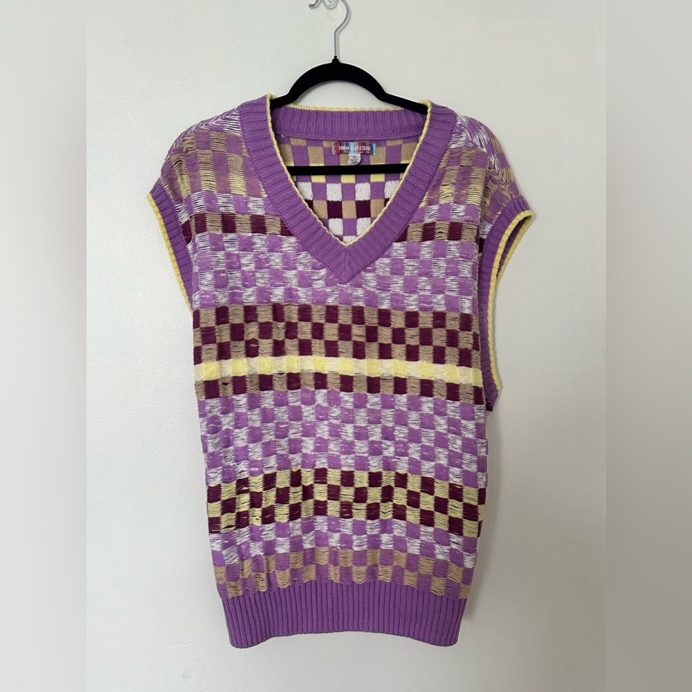 Urban Outfitters V-Neck Purple and Yellow Sweater